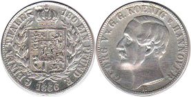 coin Hanover 1/6 taler 1866