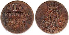 Münze Hannover 1 Pfennig 1820