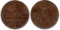 Münze Hanover 1 pfennig 1838