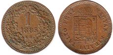 coin Hungary 1 krajczar 1885