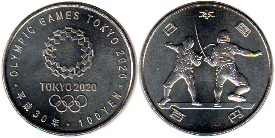 coin Japan 100 yen 2018 olympic