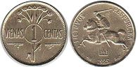 coin Lithuania 1 centas 1925