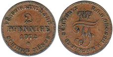 Münze Mecklenburg-Schwerin-Strelitz 2 Pfennig 1872