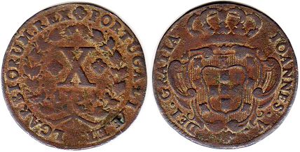 coin Portugal 10 reis 1734