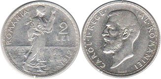 coin Romania 2 lei 1912