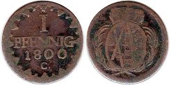 Münze Sachsen 1 pfennig 1800
