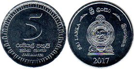 coin Sri Lanka 5 rupees 2017