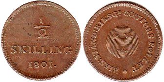 mynt Sverige 1/2 skilling 1801