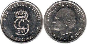 mynt Sverige 1 krona 2000