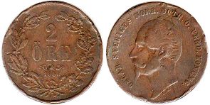 coin Sweden 2 ore 1858