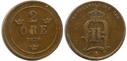 mynt Sverige 2 öre 1876