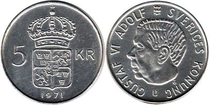 coin Sweden 5 kronor 1971