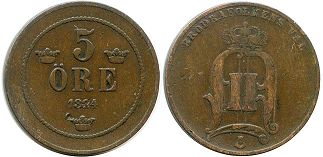 mynt Sverige 5 öre 1884