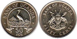 coin Uganda 50 cents 1976