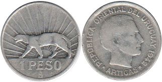 coin Uruguay 1 peso 1942