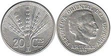 coin Uruguay 20 centesimos 1954