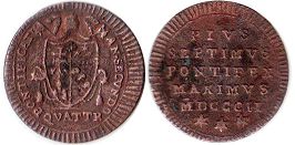 moneta Papal State 1 quattrino 1802