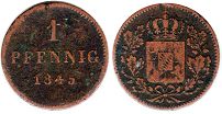 Münze Bayern 1 pfennig 1845