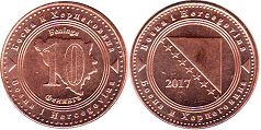 moneda Bosnia y Herzegovina 10 fenninga 2017