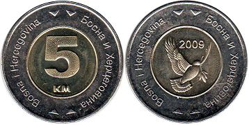 moneda Bosnia y Herzegovina 5 marka 2009