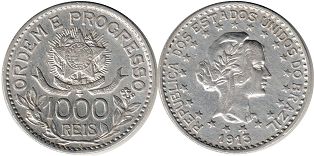 coin Brazil 1000 reis 1913