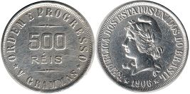 moeda brasil 500 reis 1906