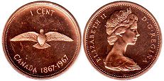  moneda canadiense conmemorativa 1 centavo 1967