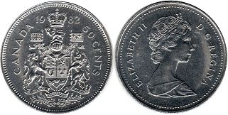 canadian coin 50 cents 1982