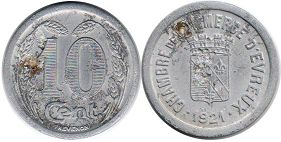 notgeld Evere 10 centimes 1921