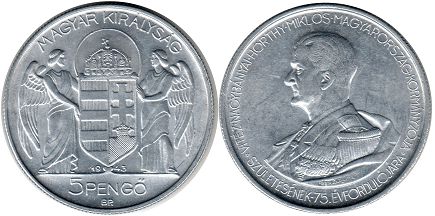 coin Hungary 5 pengo 1943