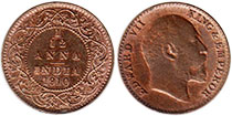 coin British India 1/12 anna 1910