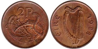 coin Ireland 2 pence 1988