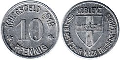 notgeld Koblenz 10 pfennig 1918