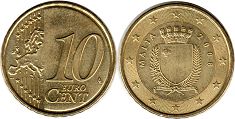 pièce de monnaie Malta 10 euro cent 2008