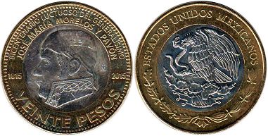 moneda Mexico 20 pesos 2015 José María Morelos 