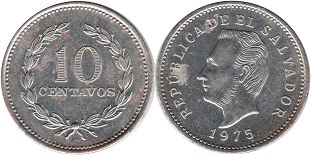 moneda Salvador 10 centavos 1975