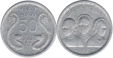 coin South Viet Nam 50 xu 1953