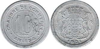 notgeld Amiens 10 centimes 1921