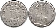 coin Ceylon 10 cents 1902