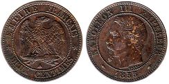 coin France 2 centimes 1855