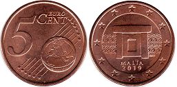 pièce Malte 5 euro cent 2019
