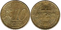 pièce Slovaquie 10 euro cent 2009