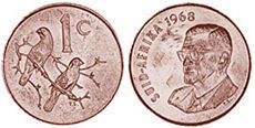 coin South Africa 1 cent 1968