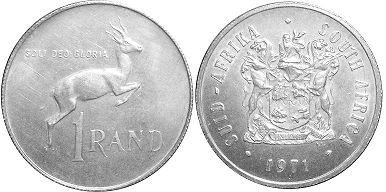 coin South Africa 1 rand 1971