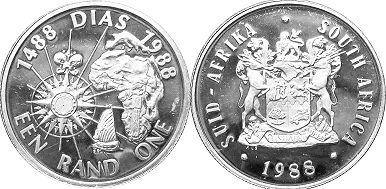 coin South Africa 1 rand 1988