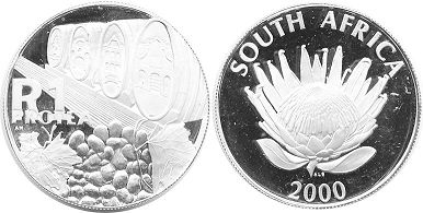 coin South Africa 1 rand 2000