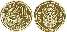 coin South Africa 20 cents 2002