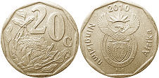 coin South Africa 20 cents 2010