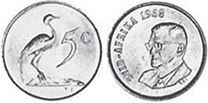 coin South Africa 5 cents 1968