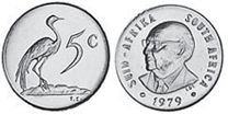 coin South Africa 5 cents 1979